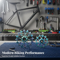 2 Pieces Ceramic Bearing Guide Wheels CNC Machined 12T 16T Pulley Wheel Set Rear Derailleur Pulley Wheels Lightweight