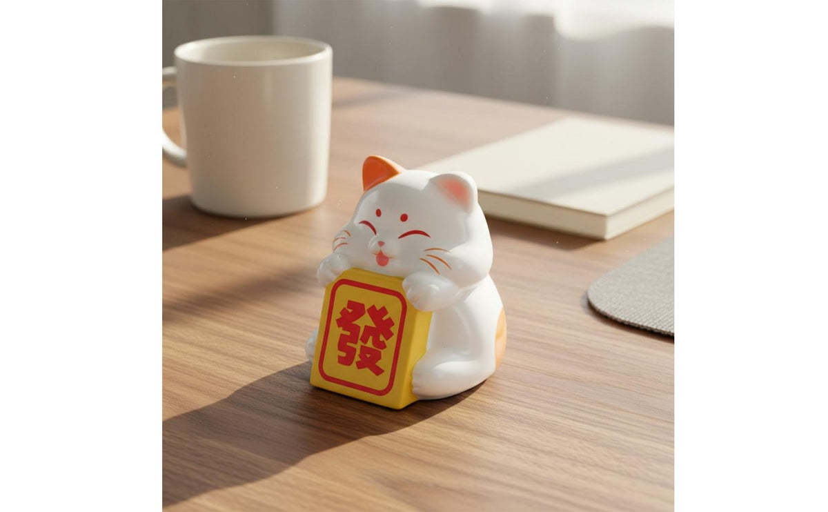 Cute Creature Design Fortunate Cat Figurine Compact Size Fortunate Cat Ornament Lightweight for Drivers, Office Desk