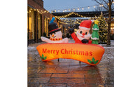 Santa and Snowman Inflatable Outdoor Snowman Inflatable Yard Decoration Three-Dimensional 6-Foot for Storefront