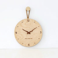 Wooden Wall Clock Minimalist Clock with Rope Round for Living Room, Entryway