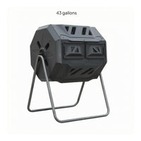 Vented Rotating Compost Bin Metal Stand Octagonal Compost Tumbler Ventilated