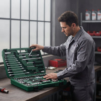 121 Pieces Automotive Mechanics Tool Set with Carrying Case Portable Socket Set with Carrying Case Chrome Vanadium Mechanics Tool Kit Heavy-Duty for DIYers