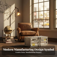 Utilitarian design Shipping Container Chest Metal detailing Trunk Coffee Table Large Capacity Storage Furniture Multi-Functional for Interior Decorators, Business Owners, Living Room, Office Lounge, Cafe, Entryway