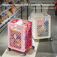 Portable Grocery Cart Telescopic Handle Rolling Grocery Carrier Lattice Side Panels