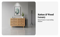3-Drawer Rattan Chest of Drawers Japanese Design Home Furnishing Minimalist Aesthetic Long-Lasting Construction