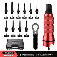 Electric Rivet Nut Gun Adapter Set M3-M10 for Drill, Metric and Imperial