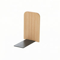 Wooden Bookend with Metal Base Minimalist Book Stoppers Compact for Students