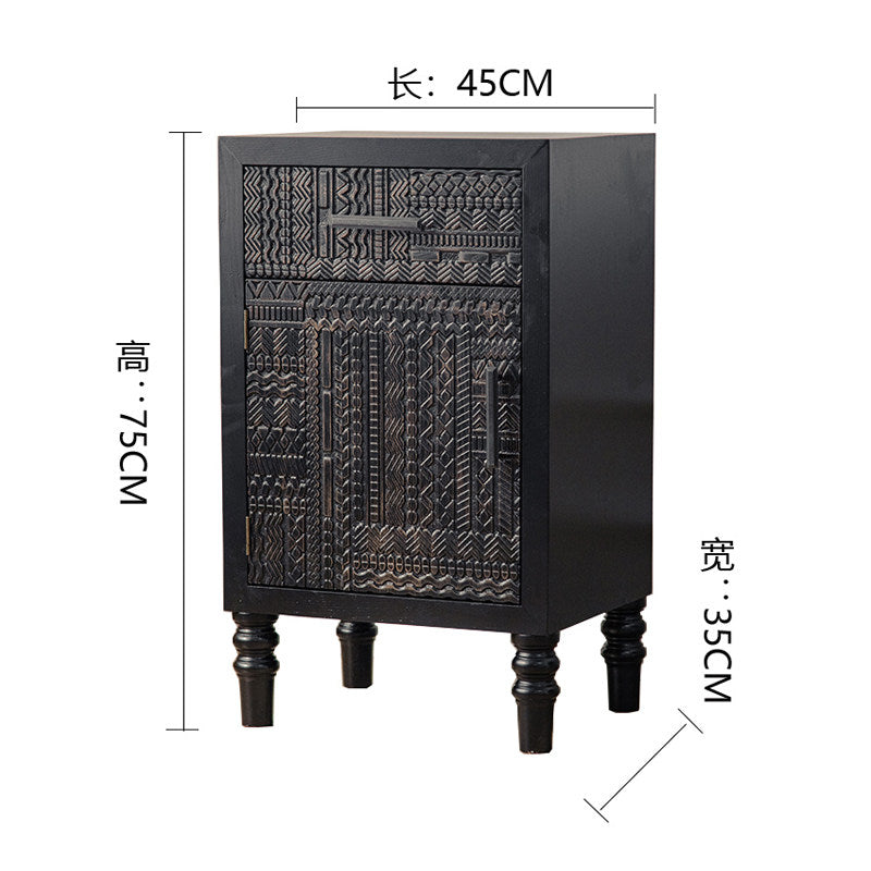 Black Carved Bedside