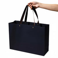 Elegant Design Black Paper Gift Bag Thick Cardstock Material Black Gift Bag with Handles Reinforced Bottom for Men, Adults, Corporate Events
