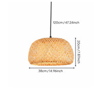 Japanese Style Bamboo Chandelier Southeast Asian Design Woven Bamboo Lampshade LED Bulb Included Indoor Lighting for Restaurant