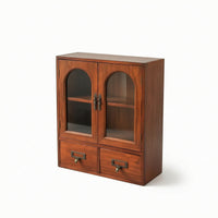 Wooden Desktop Display Cabinet Space-Saving Tabletop Display Cabinet Vintage-Style Organizer Antique-Inspired for Homeowners, Collectors