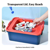 Stackable Box with Lid Visible Contents Clear Box with Colored Lid multi-functional