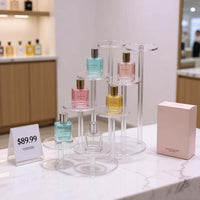 透明亚克力香水展示架，圆形阶梯式透明增高架层板，奢华化妆品香
