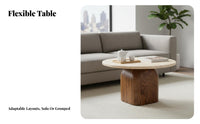 2 Pieces Nesting Coffee Tables Wabi-Sabi Aesthetic Round Nesting Tables Space-Saving Non-Slip Feet for Families, Lounge Area