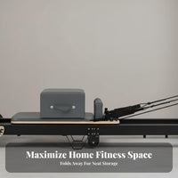 Foldable Pilates Reformer Space-Saving Pilates Core Bed Multifunctional Folding Reformer Machine for Beginners, Adults, Strength Training, Gym, Indoor