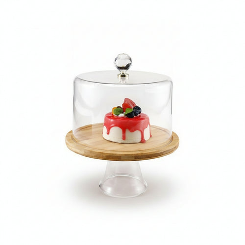 Multifunctional Gold-Tone Mount Serving Tray Cake Stand with Lid