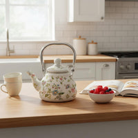 Enamel Kettle Induction Compatible Floral Stovetop Teapot
