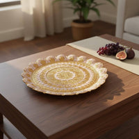 Gold Round Tray Elegant Ornate Fruit Plate Easy to Clean for Party