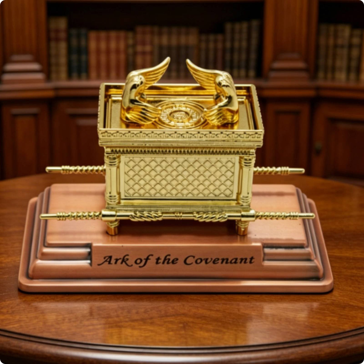 Metal Ark of the Covenant Figurine Electroplated Religious Decor Lattice-Pattern