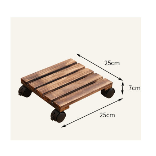 Rolling Plant Stand Heavy Duty Wooden Pot Mover Indoor Outdoor Use