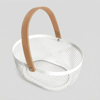 Laundry Basket with Metal Wire Frame for Kitchen Storage and Organization, Oval Shaped Iron Design for Fruits Vegetables Eggs