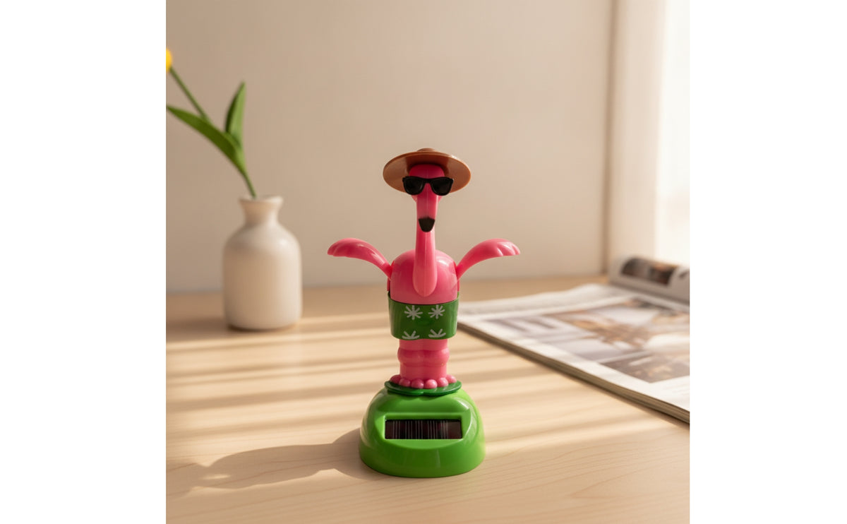 Automatic Solar Dancing Flamingo Bobbing Flamingo Ornament with Solar Panel Lightweight Compact for Drivers, Office Workers, Car Dashboard