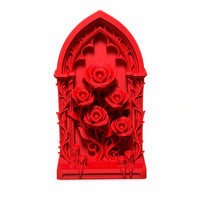 Cathedral Arch with Roses Gothic Plaque Ornamental for Desk, Dollhouse