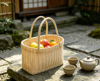 户外野餐仿藤手工编织软体花篮礼品篮青菜手提篮户外水果塑料篮子