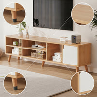 TV Cabinet Northern European TV Console with Door Wooden Media Console for Living Room, Small Apartment