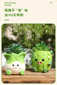 Creative Vegetable Cartoon Flower Pot Resin Succulent Planter for Office Desk