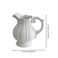 Fluted Flower Pitcher Elegant Design Decorative Jug with Handle Retro Design