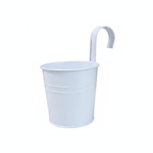 Balcony Railing Planter Sturdy Hanging Metal Flower Pot Drainage Hole for Patio