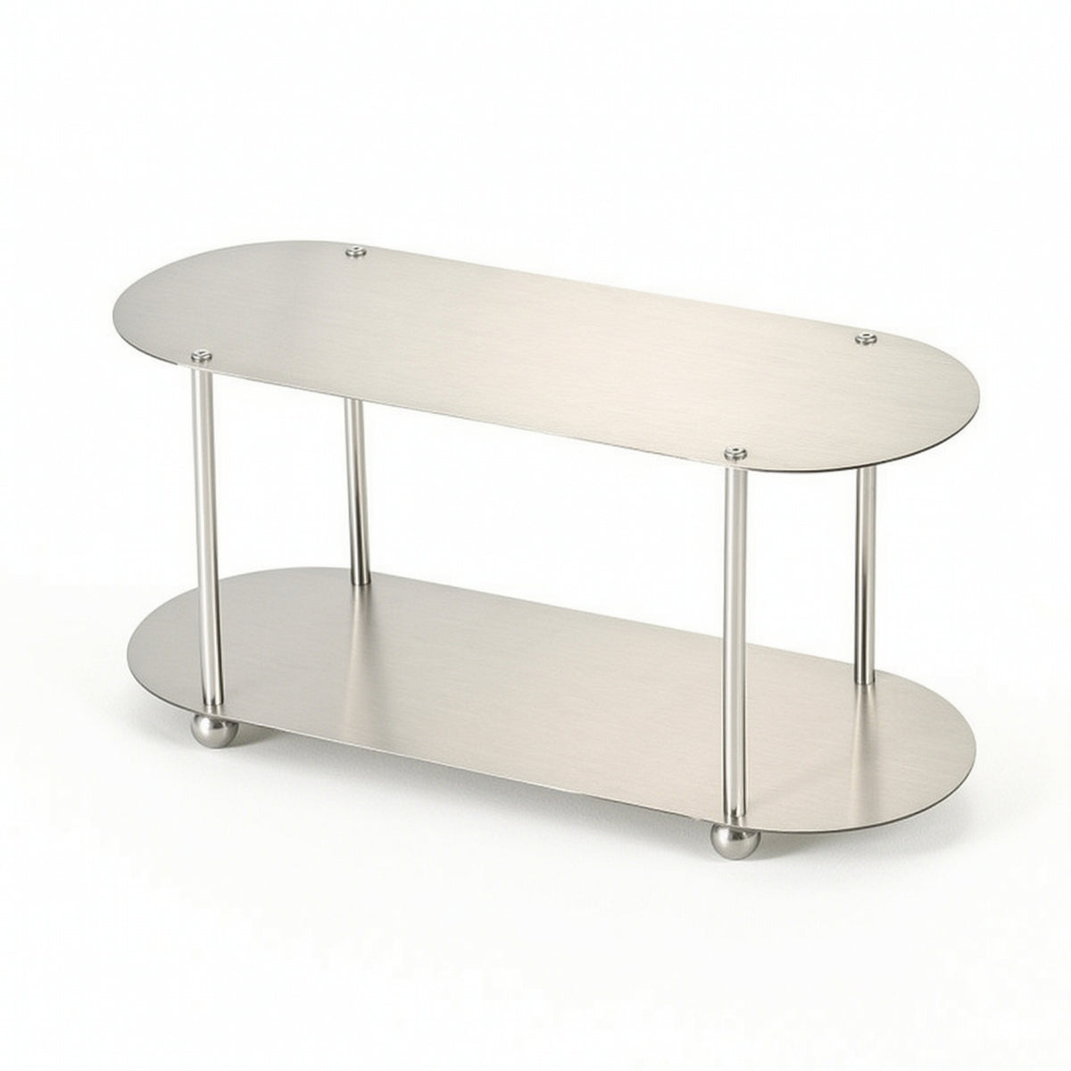 Oval Storage Rack Brushed Metal Countertop Display Shelf Industrial Style