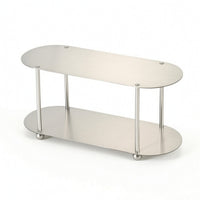 Oval Storage Rack Brushed Metal Countertop Display Shelf Industrial Style