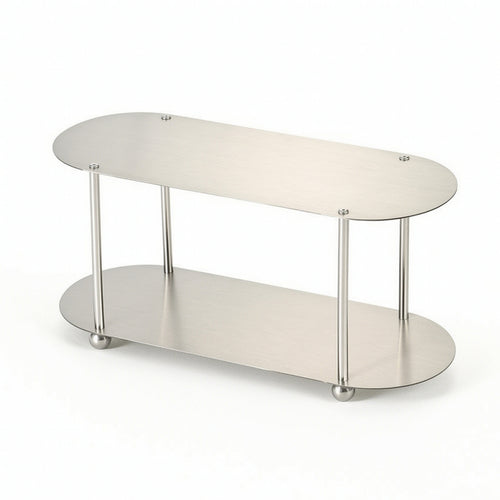 Oval Storage Rack Brushed Metal Countertop Display Shelf Industrial Style