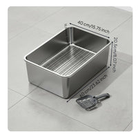 Stainless Steel Sifting Litter Box Long-Lasting Metal Cat Potty Scratch