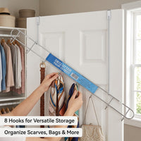 Hanging Hook Rack for Bathroom Door and Dorm Room Students, Stainless Steel Organizer with Thick Wire Design