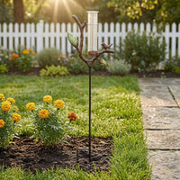 Decorative Bird Rain Gauge Measurement Markings Metal Stake Rain Gauge for Lawn