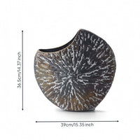 Metal Vase Distressed Sculptural Vase Rustic Vessel for Shelf