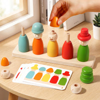 Early Learning Child-Centered Toy with Cards Educational Wooden Color Matching Game Smooth Color Matching Toy Logical Thinking for Preschoolers
