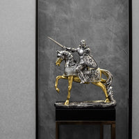 跨境热卖复古希腊骑马武士树脂摆工艺品创意铠甲武士马客厅装饰品