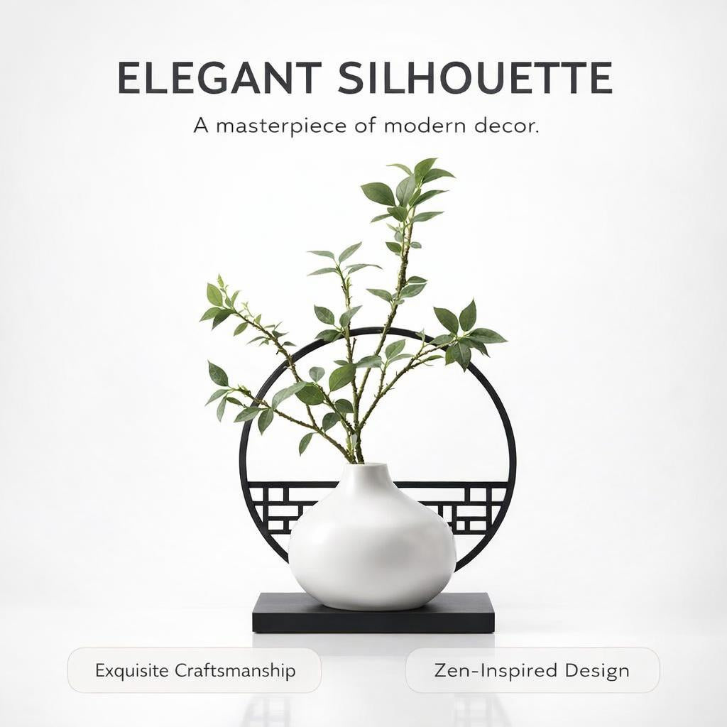 New Chinese Artificial Plant with Decorative Screen, Elegant Faux Plant Display for Living Room, Study, Tea Room