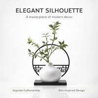 New Chinese Artificial Plant with Decorative Screen, Elegant Faux Plant Display for Living Room, Study, Tea Room