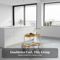2-Tier Rolling Side Table Minimalist Design Mobile Furniture Large Capacity