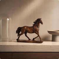 Wood Grain Horse Sculpture Nordic Style Standing Horse Statue Sturdy Table Ornament for Desktop