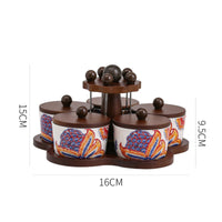 Rotating Snack Serving Tray With Lids 5 Compartment snack dish Compartmentalized Design Ceramic Condiment Server Set for Living Room, Afternoon Tea