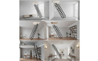 Wall-Attached Attic Ladder Space-Saving Attic Ladder with Handrails Anti-Slip Wall-Attached Loft Steps for Homeowners, Builders, Garage