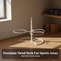 Space Saving Exercise Ball Rack Sturdy Metal Frame Exercise Ball Stand Tidy Organizer Stable Design for Fitness Center