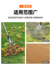 Leaf Rake with 24 Teeth and 1.2m Handle, Plastic, for Lawn Care