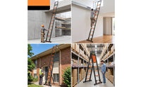 Telescopic Ladder with Hooks Aluminum Folding Extension Ladder Compact for Home Craftsmen, Homeowners, Home Maintenance, Loft Access, Roof Work